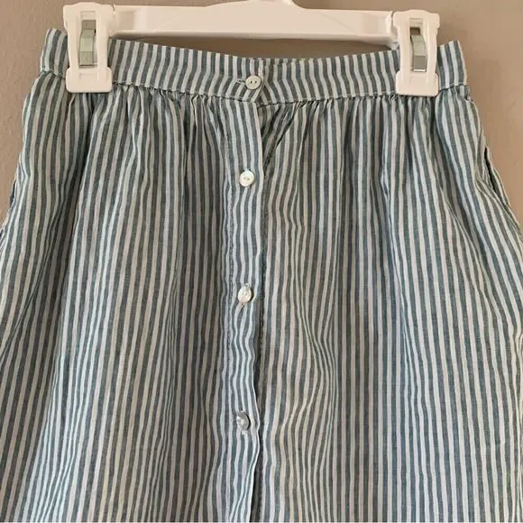 Tocoto Vintage Linen Blend Striped Skirt - Picture 3 of 8